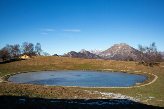 View of Pertus Lake in the alps of Imagna Valley