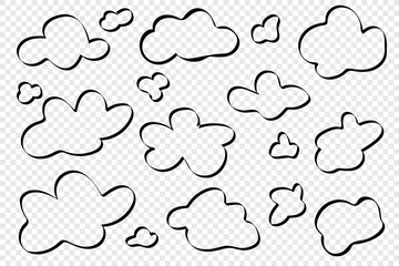 Hand drawn doodle cloud set