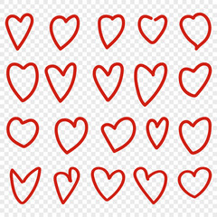 Set of red hearts. Design elements for Valentine's day