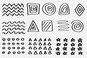 Hand drawn outline shapes and doodle frames