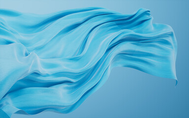 Soft blue wave cloth background, 3d rendering.