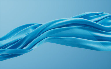 Soft blue wave cloth background, 3d rendering.