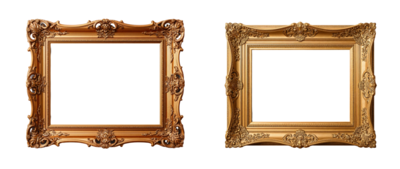 Vintage wooden frame isolated on transparent background