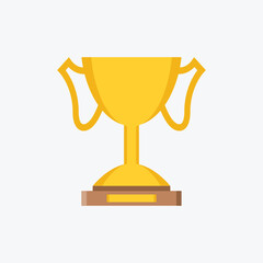 Simple golden trophy icon representing first place achievement and sporting competition victory