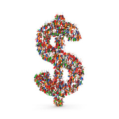 Dollar Sign Made by Colorful Confetti
