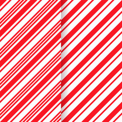 Naklejka premium Vector seamless Christmas texture. Set caramel package prints. Candy cane stripe pattern. Red peppermint wrapping paper. Xmas holiday background with diagonal lines. Geometric illustration.