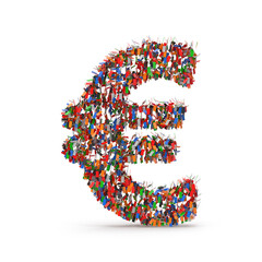 Colorful Euro Symbol Made by Confetti