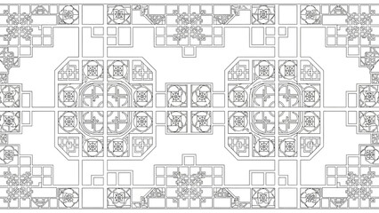 Intricate geometric pattern design with symmetrical abstract shapes