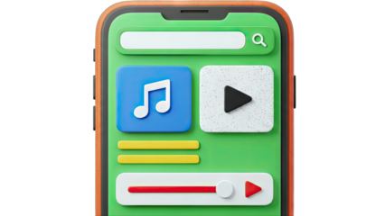 Smartphone Interface Playing Music and Video