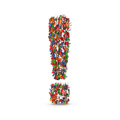 Colorful 3D Exclamation Mark Made by Confetti