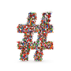 Vibrant Hashtag Symbol Composed of Diverse Elements