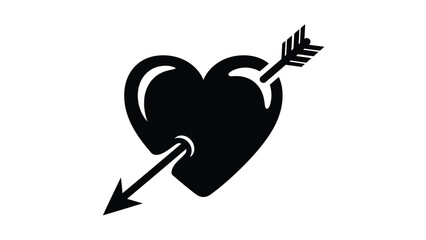 A black heart pierced by an arrow symbolizing love and affection