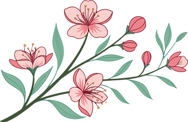 Fototapeta premium watercolor style flower vector bundle soft flora.