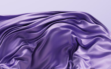 Flowing purple wave cloth background, 3d rendering.