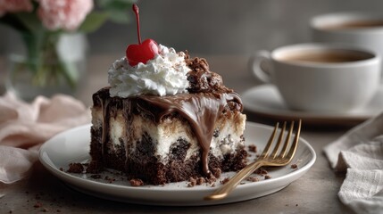 slice of moist chocolate cake