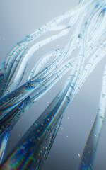 Transparent transmission curve lines background, 3d rendering.