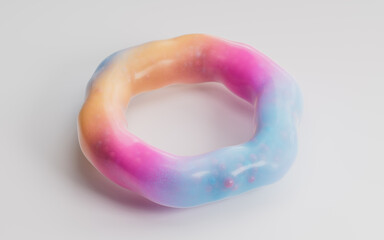 Abstract colorful sweet candies ring, 3d rendering.