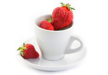 Strawberries in a white cup