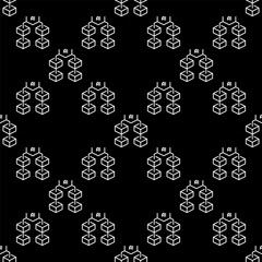 AI Blockchain vector Artificial Intelligence Block Chain outline seamless pattern