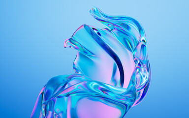 Flowing gradient transparent cloth background, 3d rendering.