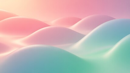 Soft pastel hills glow in serene gradient sunset landscape