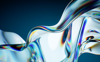 Flowing gradient transparent cloth background, 3d rendering.