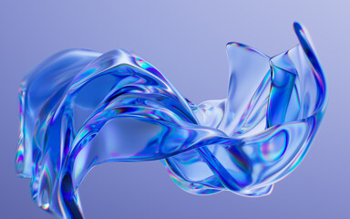 Flowing gradient transparent cloth background, 3d rendering.