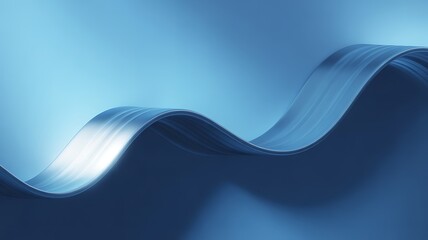 Wavy blue ribbon flowing across gradient background