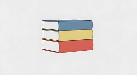 Simple stack of three colorful books illustration design education learning knowledge library reading study minimal