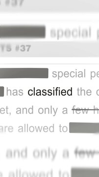 Vertical video: Classified top secret Headline news across international media. Abstract concept of internet news titles on screens seamless looped.