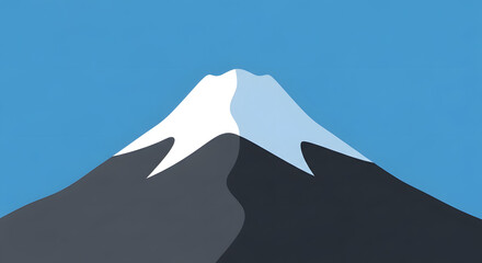 Minimalist vector illustration of snow-capped mountain peak Nature Landscape Summit Winter Alpine Blue White Gray
