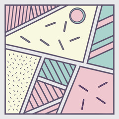 Retro Memphis Style Abstract Geometric Pattern With Pastel Colors Keywords: abstract, art, background, blue, bright, circle, color, colorful