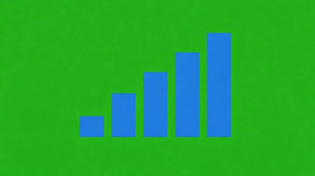 Rising Bar Chart Graph Icon Animation on Green Screen Background