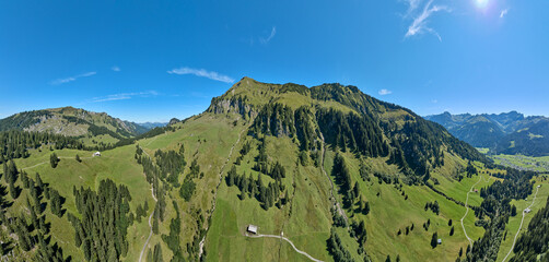 Mountain Landscape below Didamskopf summit in the Bregenz Forest Mountains near village of Au, Vorarlberg, Austria