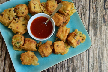 A traditional fried food from Indonesia made from tofu served with chili sauce