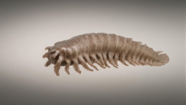 Hallucigenia sparsa fossil reconstruction against a neutral background.