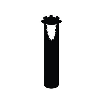 Black silhouette vector of preroll tube with abstract leaf decorative design Vector illustration