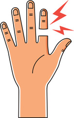 Obraz premium Human hand with injured finger showing pain signal, medical concept illustration of hand injury, finger pain, healthcare and safety awareness