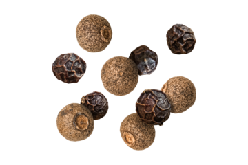 Black pepper and allspice berries isolated on a transparent background.