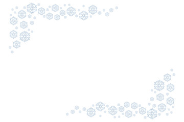 Minimal winter background with delicate blue snowflakes forming a decorative frame on white, ideal for Christmas cards, holiday invitations, seasonal banners, posters, social media and festive designs