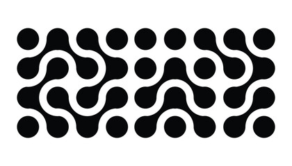 Abstract pattern of black connected dots, metabol. Minimalist pattern of circles, dots. Dots movement icon. Isolated vector illustration