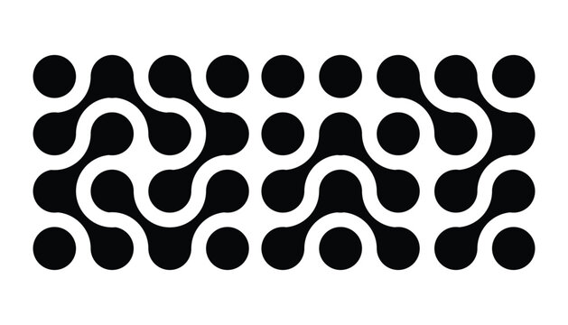 Abstract pattern of black connected dots, metabol. Minimalist pattern of circles, dots. Dots movement icon. Isolated vector illustration