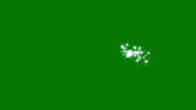 Magic glitter sparkle trail, golden glowing starlight glitter path, white twinkling stars line, fast glittering star motion, fairy dust transition, green screen background, 4k animation