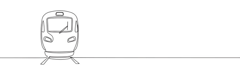 Continuous one line drawing of a train front view. Vector illustration of modern railway vehicle isolated on white background. Minimalist travel concept © drawing lines