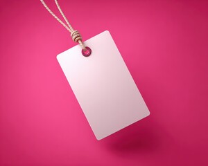 Blank Card Tag With Jewel Clasp And Sparkly Chain On Pink Background