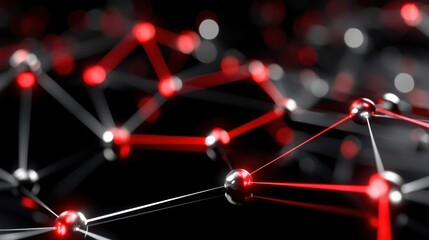 Bold Red and Matte Silver Dot Matrix with Angular Composition, 3D Render