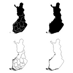 Finland Outline and Solid Fill Map Set.