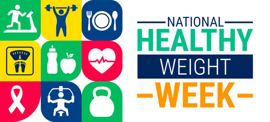 Fototapeta premium national healthy weight week geometric shape pattern background, banner, card or poster design template is observed every year during January, to raise awareness about the mission. Vector illustration