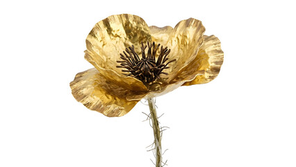 Golden Glitter Flower Decoration Isolated on White Background