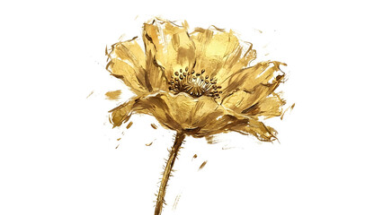 Golden Textured Flower Illustration on White